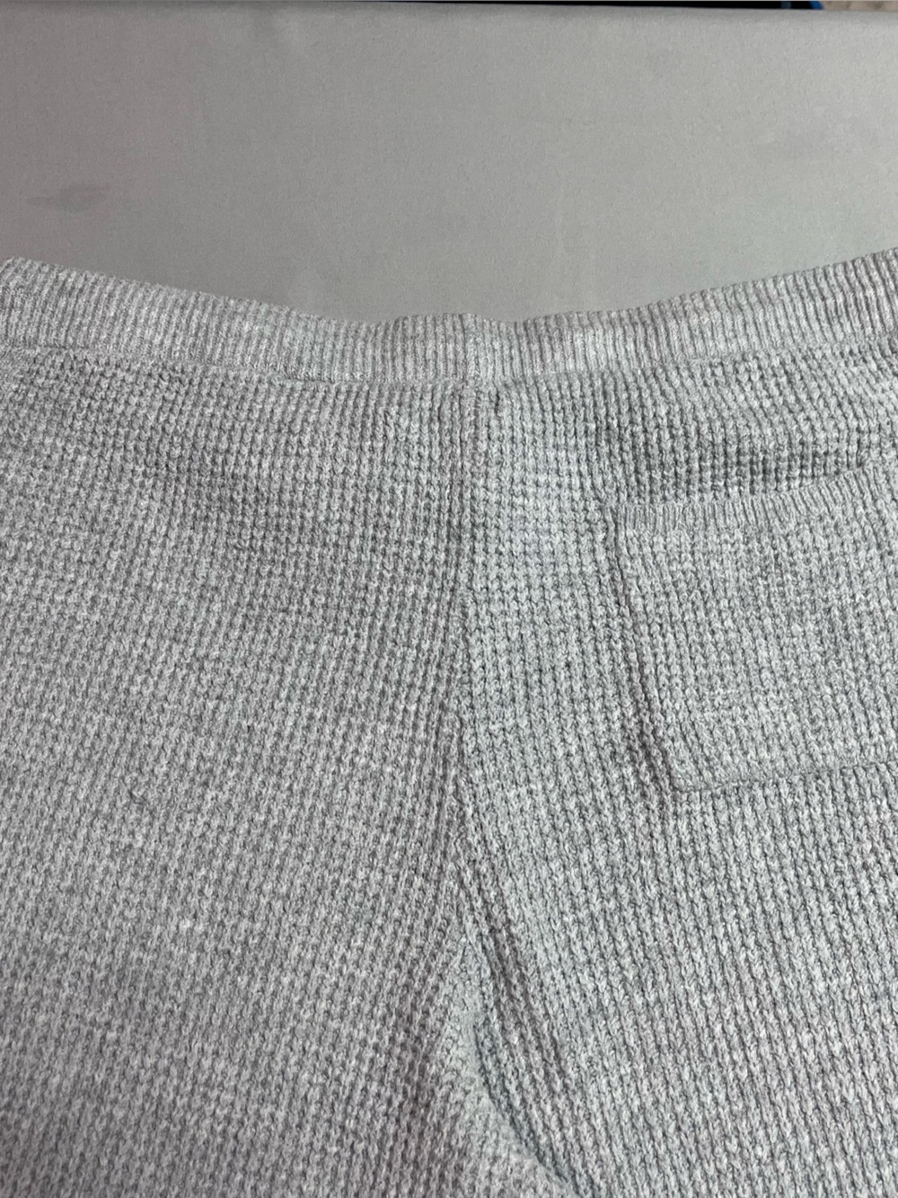 Cozy Rib Knit Drawstring Lounge Pants - Light Gray - Picture 2 of 3